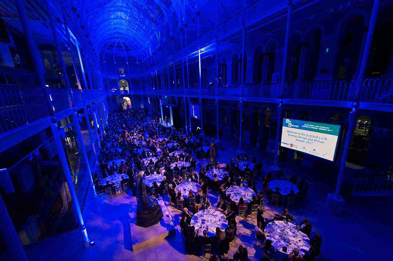 An aerial shot of the Life Sciences Awards Dinner in a previous year.