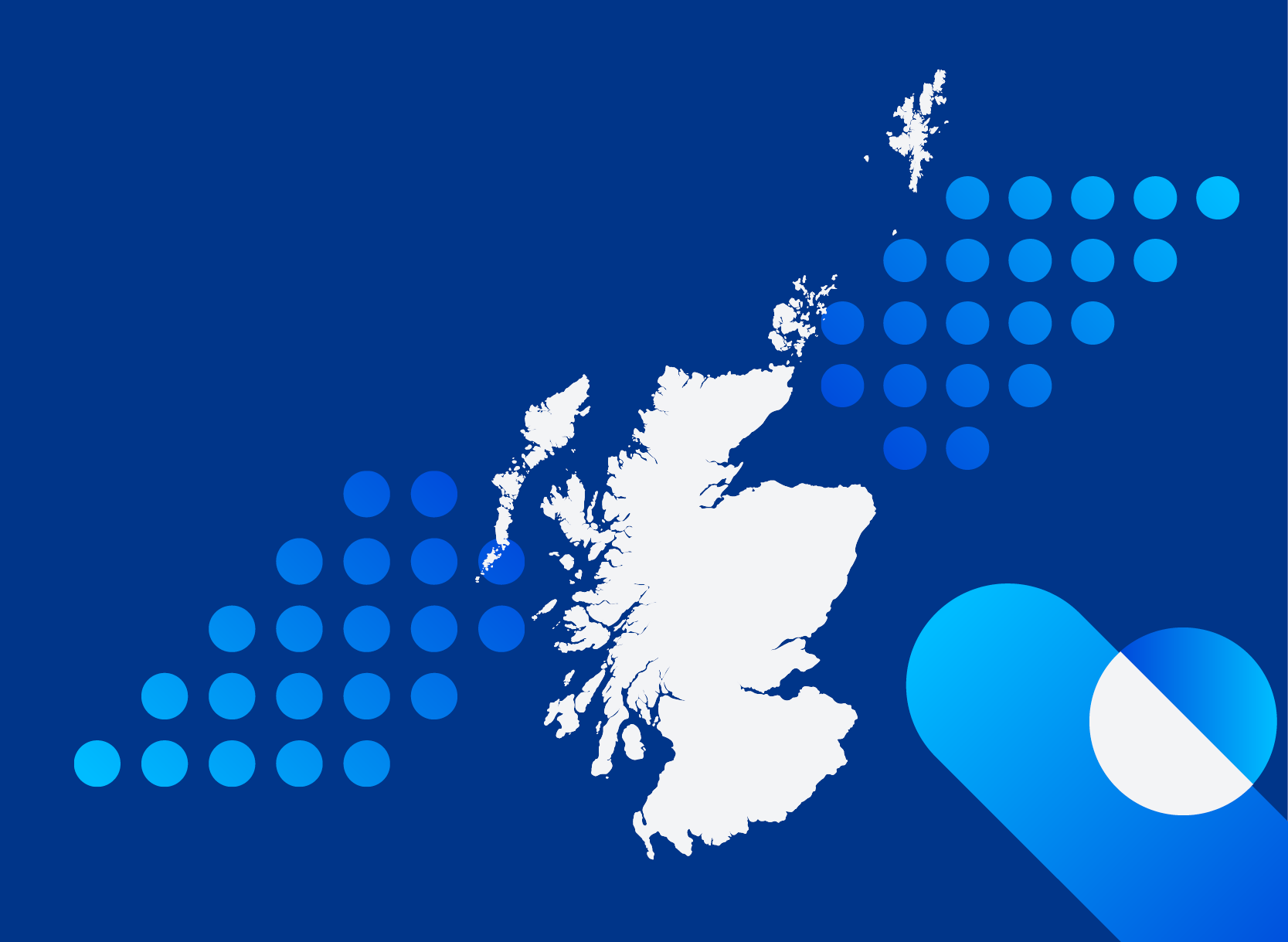 A stylised map of Scotland with InnoScot Health graphics surrounding it.